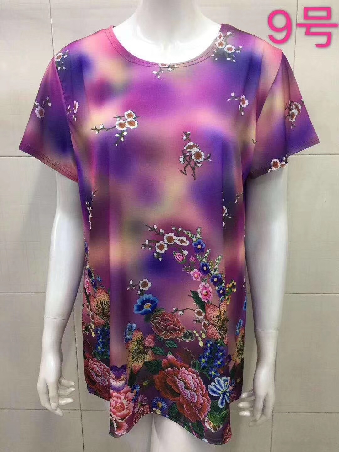 擺地攤中老年服裝女款珍珠紗短袖批發(fā)