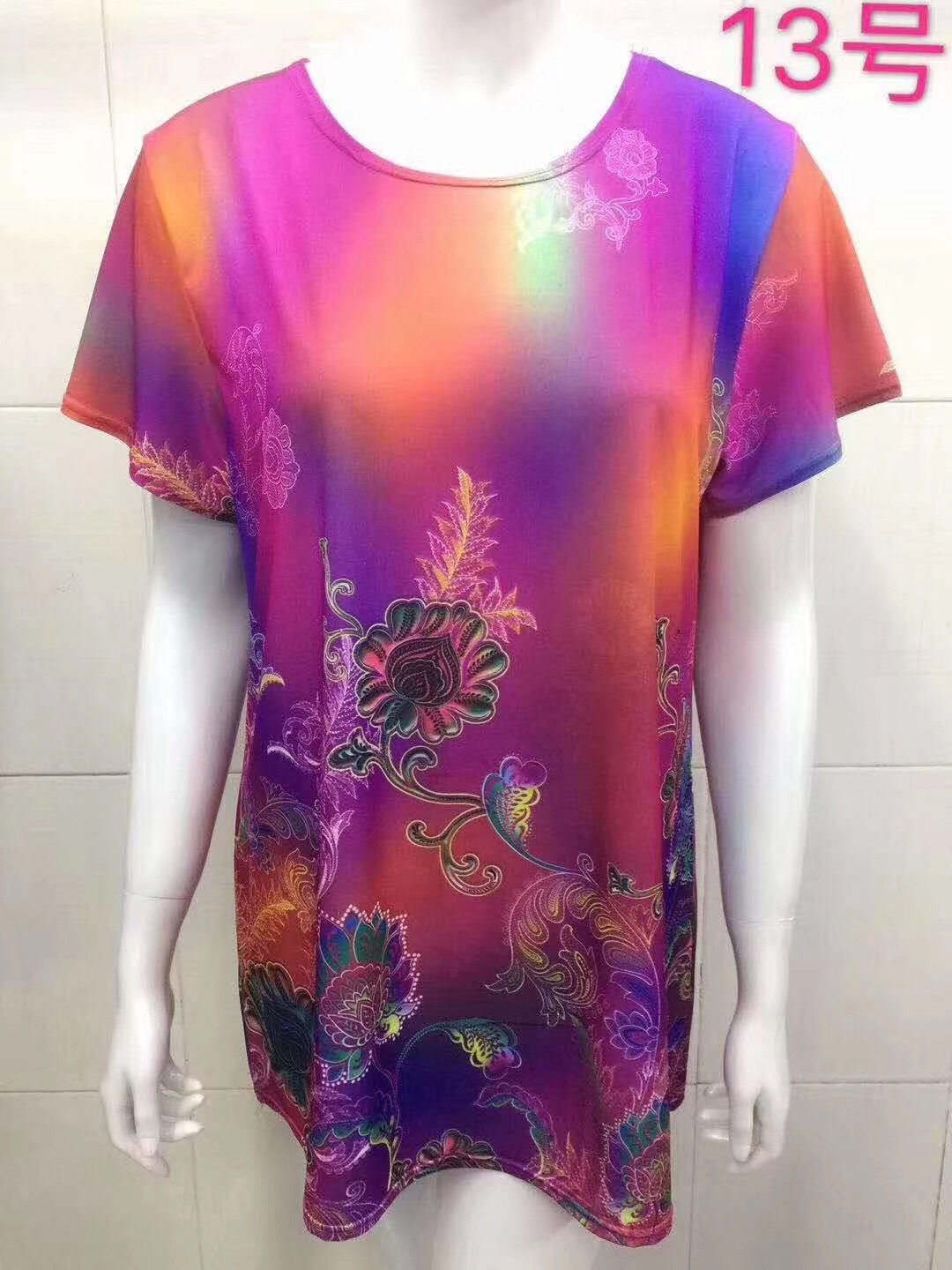 擺地攤中老年服裝女款珍珠紗短袖批發(fā)